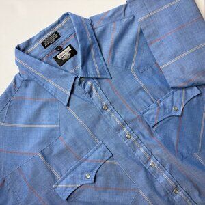 Authentic Western Youngbloods Plaid Short Sleeve Pearl Snap Shirt Men's Size L